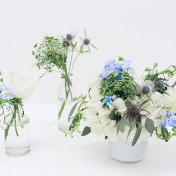 Garden Blue + White Mixed Vessel Centerpiece